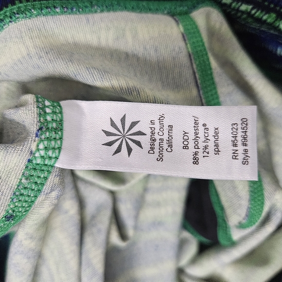 Athleta Athletic Womens Leggings Blue Green Strip Size Medium M - Picture 9 of 9